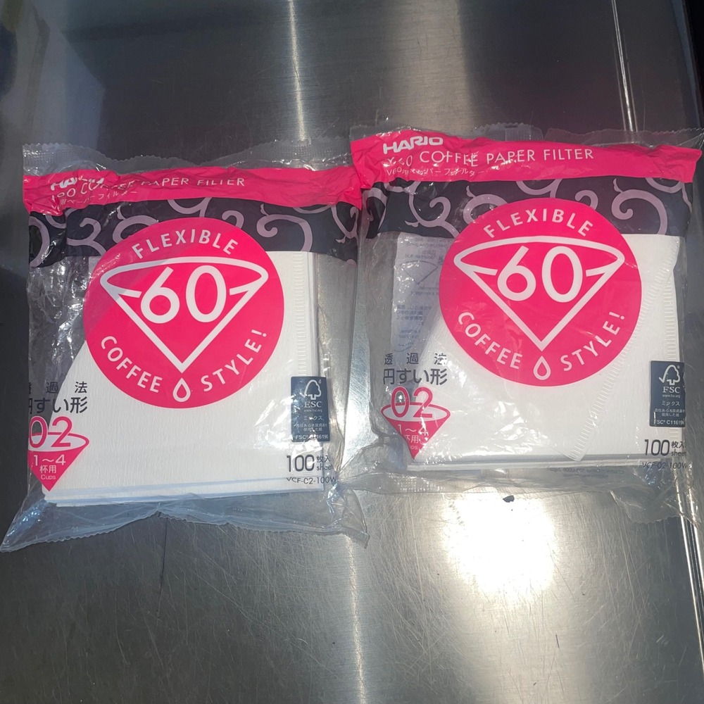 2 Pack Hario V60 Coffee Paper Filter 02 White 100 Count Each VCF-02-100W Japan